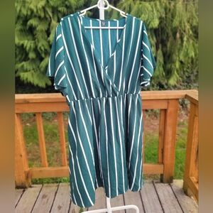Green and White Striped Dress